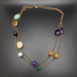 Multi-Color Gemstone Bead Layered Necklace - Women's Jewelry